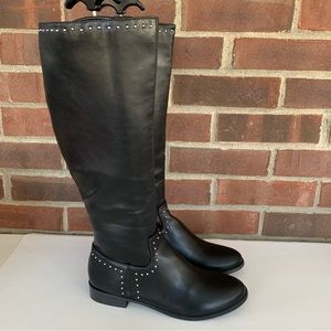 Esprit Women's Genie Black Faux Leather Knee High Riding Boots US 6.5 M NEW